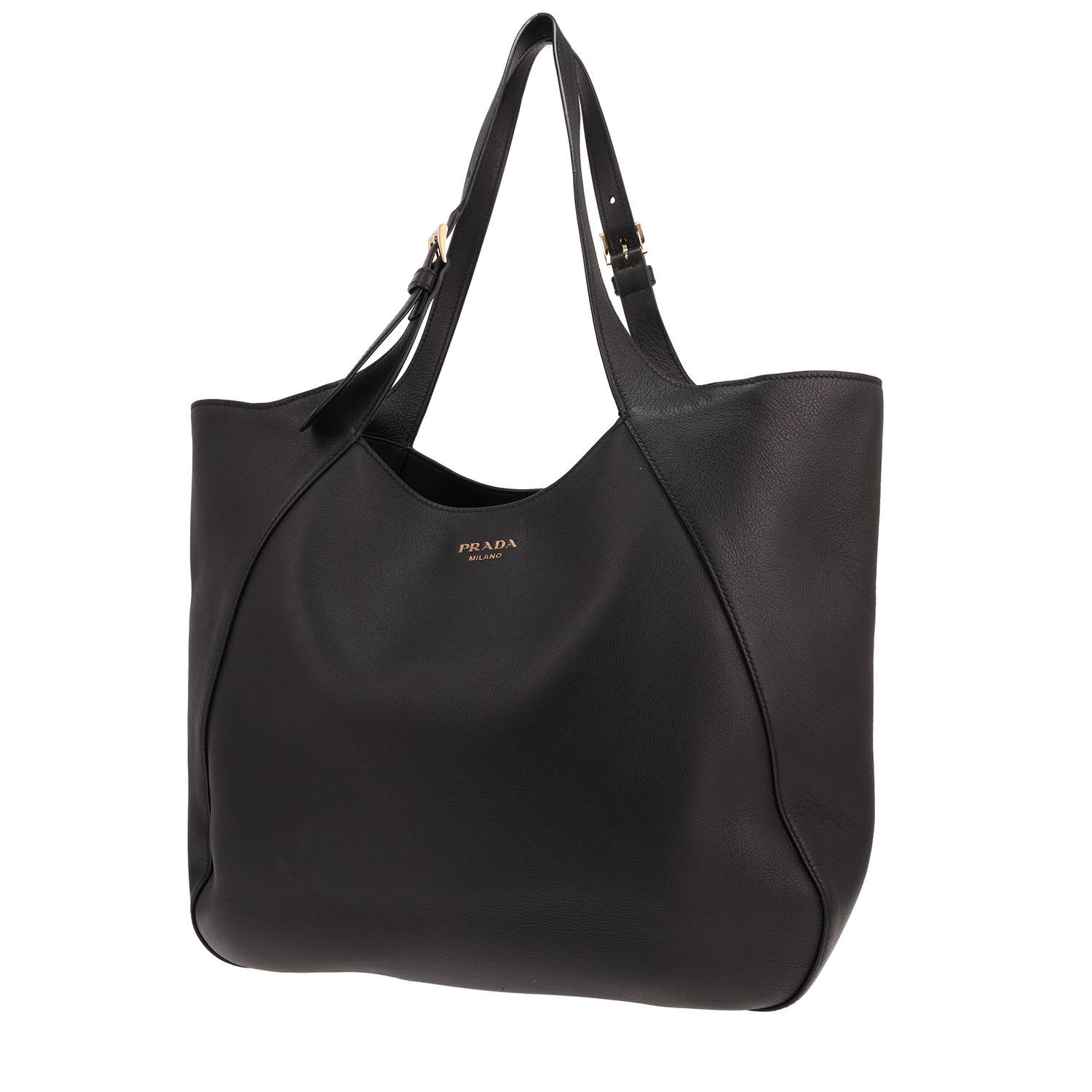Prada black leather tote bag