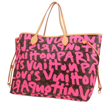 Borsa shopping Louis Vuitton Neverfull Edizioni Limitate, modello grande, in tela Monogram marrone e rosa e pelle naturale