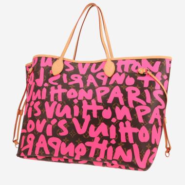 Borsa shopping Louis Vuitton Neverfull Edizioni Limitate, modello grande, in tela Monogram marrone e rosa e pelle naturale