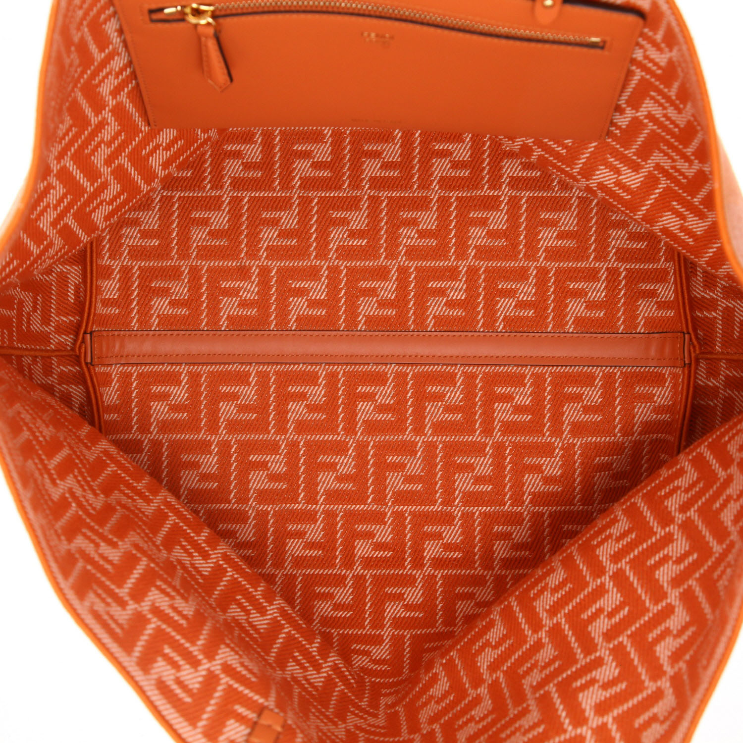 Sac cabas Fendi  Roll en toile orange - Detail D3