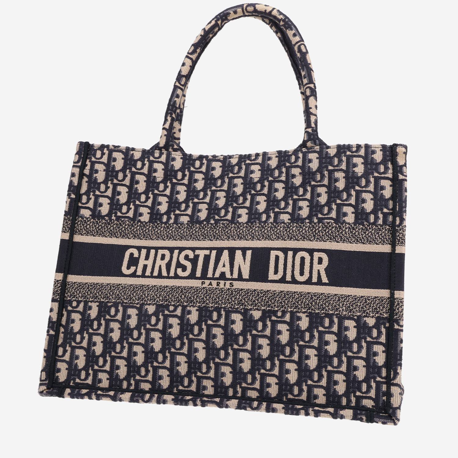 Bolso tipo cabas Dior «Book Tote», modelo mediano, de lona con el monograma «Oblique» en azul y beige