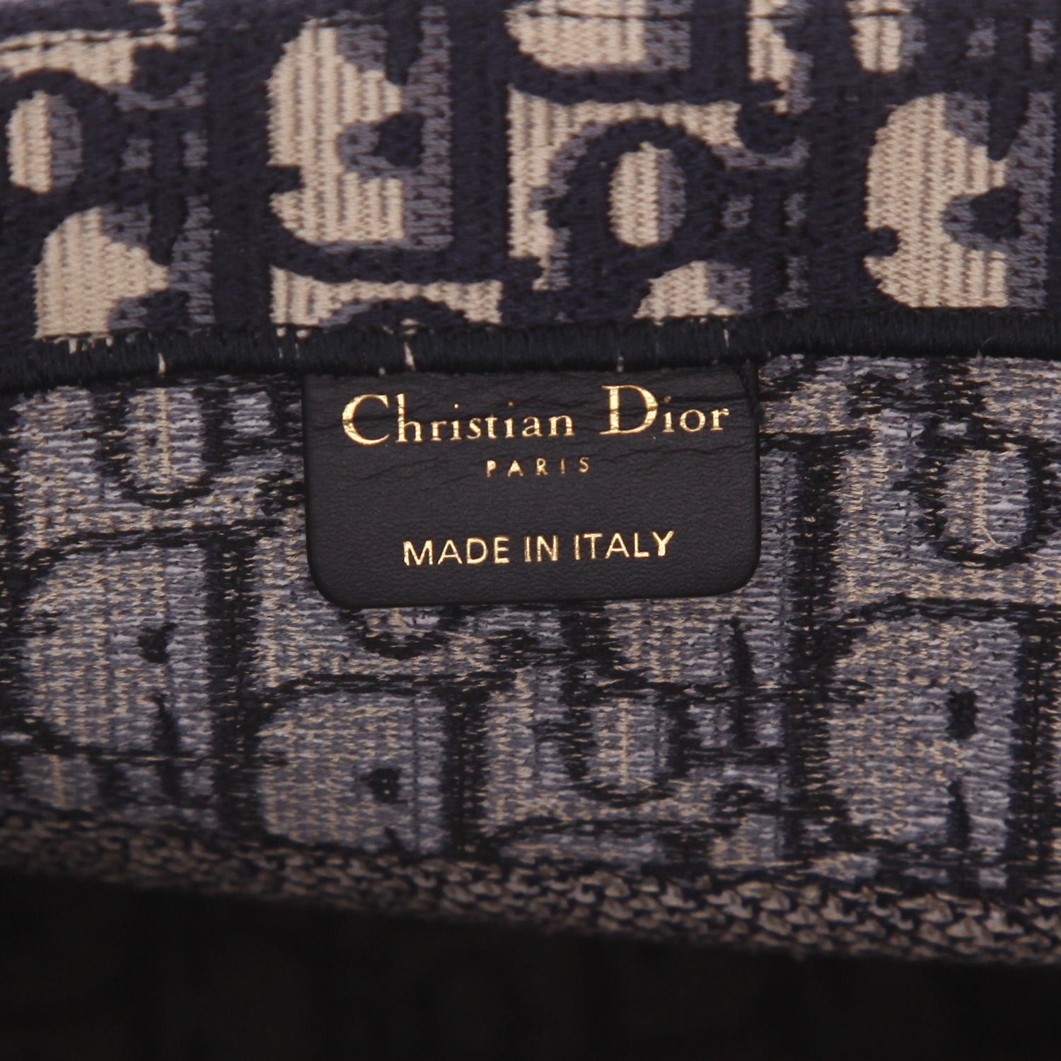 Sac cabas Dior  Book Tote moyen modèle  en toile monogram Oblique bleue et beige - Detail D2