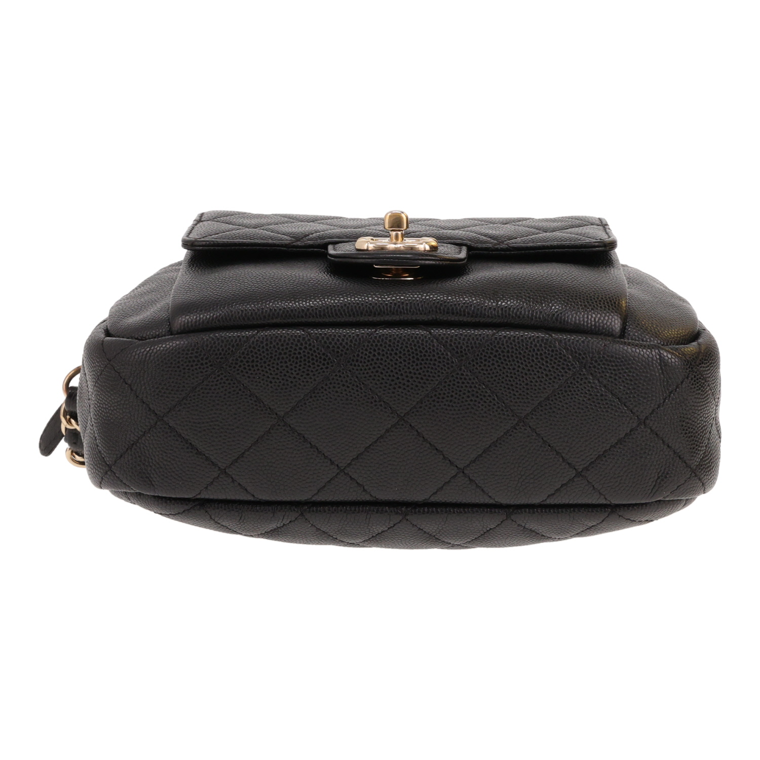 Chanel shoulder bag in black quilted grained leather - Detail D1