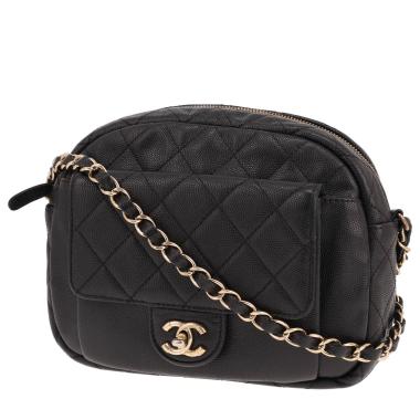 Chanel shoulder bag in black quilted grained leather