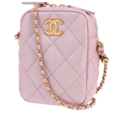 Borsa a tracolla Chanel  Vertical My Perfect Camera Case in pelle rosa iridata