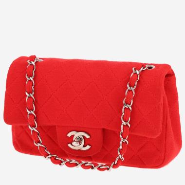 Sac bandoulière Chanel   en jersey rouge