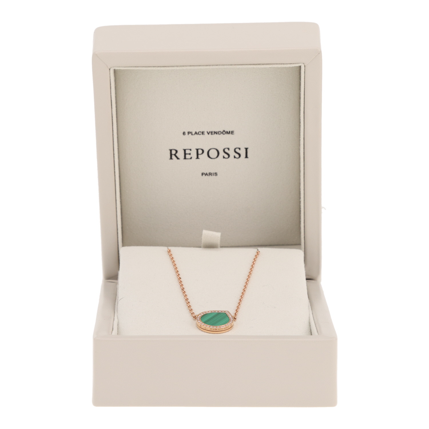 Repossi Antifer necklace in rose gold, diamonds and Malachite - Detail D2