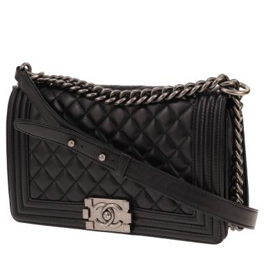 Sac bandoulière Chanel  Boy en cuir matelassé noir