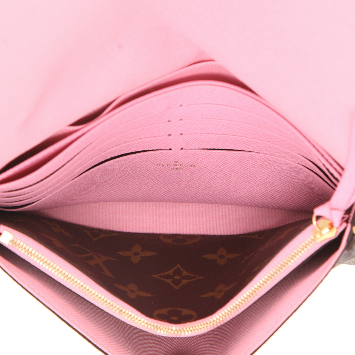 Louis Vuitton Félicie clutch bag in brown Monogram canvas - Detail D4
