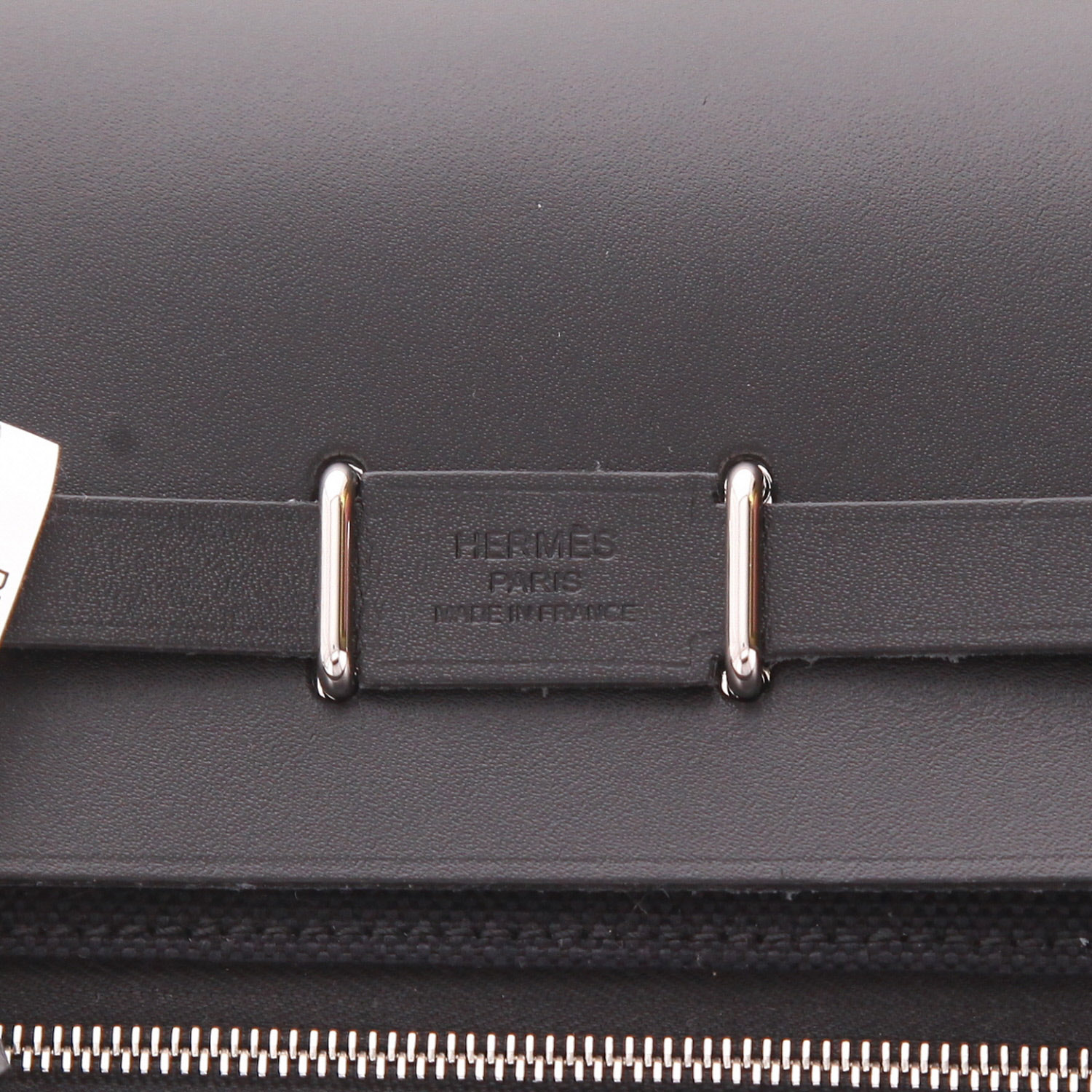 Hermès Mini Herbag shoulder bag in black canvas and black leather - Detail D2