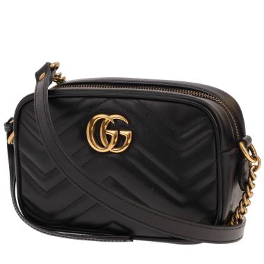 Borsa a tracolla Gucci GG Marmont Camera in pelle trapuntata nera