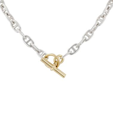 Collier Hermès Chaîne d'Ancre moyen modèle en or jaune et argent