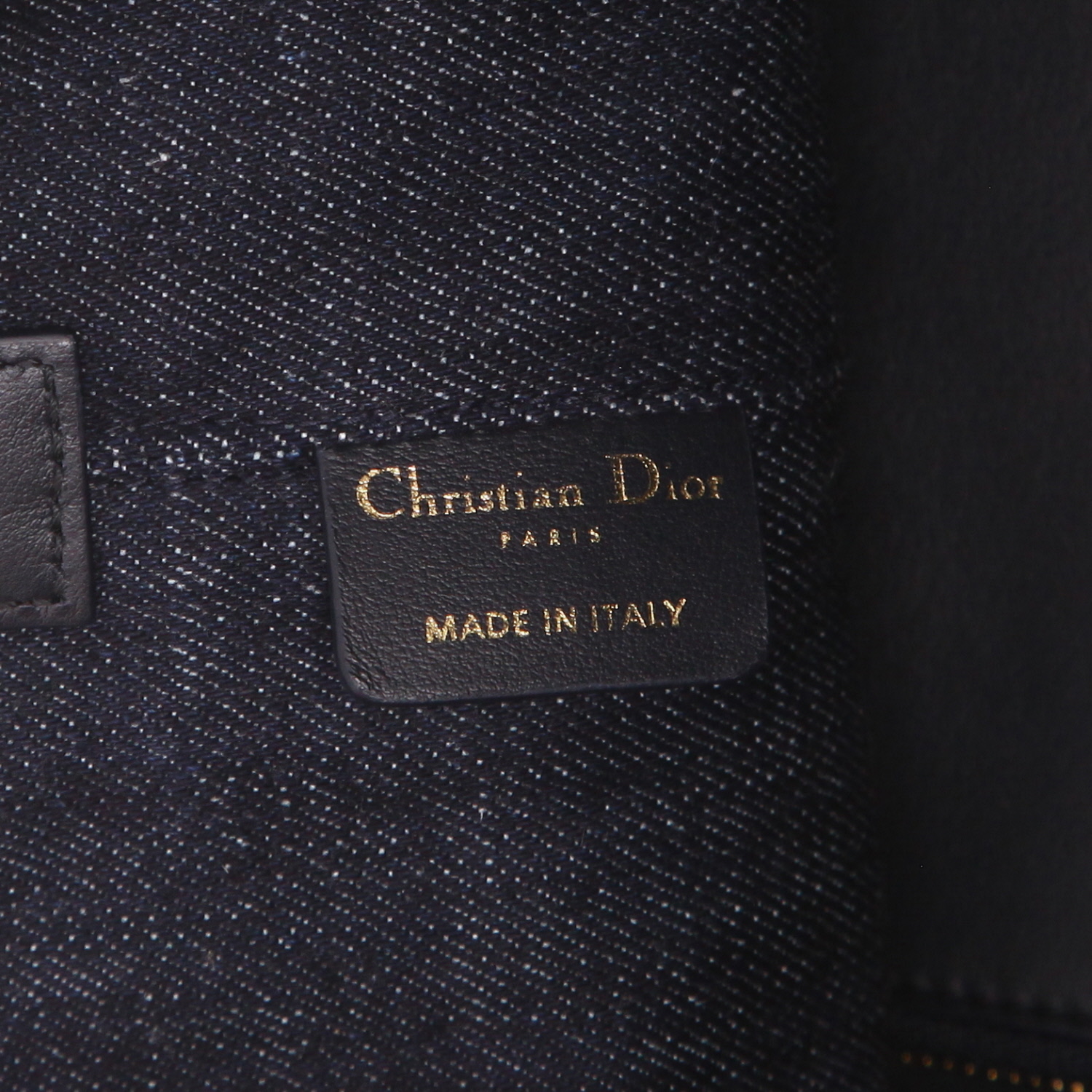Sac cabas Dior  Toujours en toile denim bleue et cuir bleu-marine - Detail D2