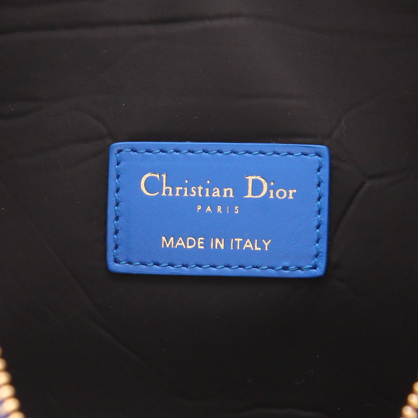 Dior Nomade handbag in blue and white canvas and blue leather - Detail D2