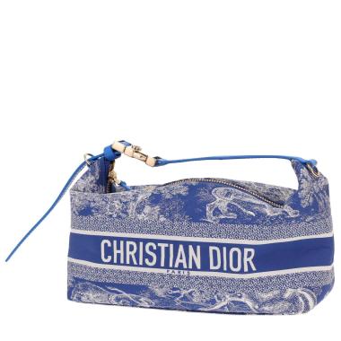 Bolso Dior Nomade de lona azul y blanca y piel azul