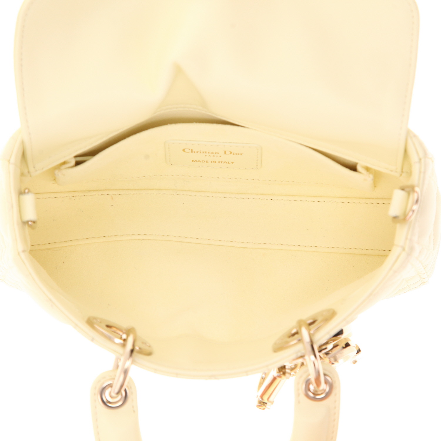 Sac à main Dior  Lady D-Joy en cuir cannage jaune - Detail D3