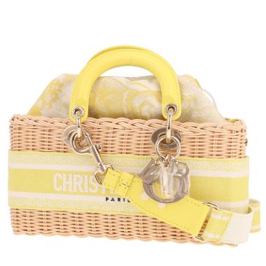 Sac bandoulière Dior  Lady D-Joy en osier et cuir jaune
