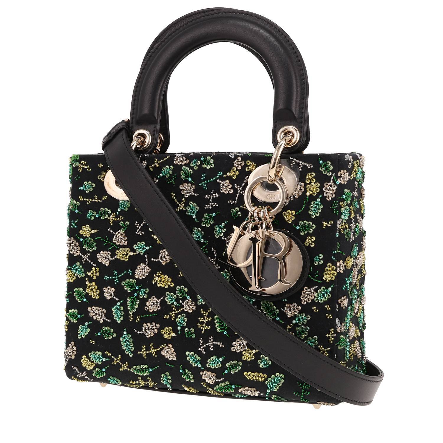 Sac Dior Lady Dior Satin Noir Perles – Occasion