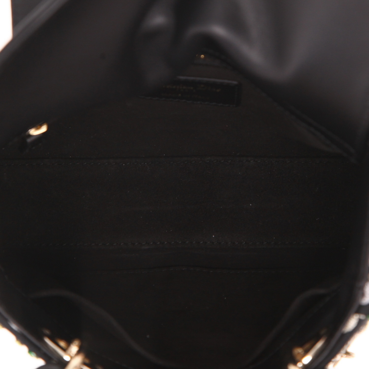 Sac à main Dior  Lady Dior en satin noir et cuir noir - Detail D3