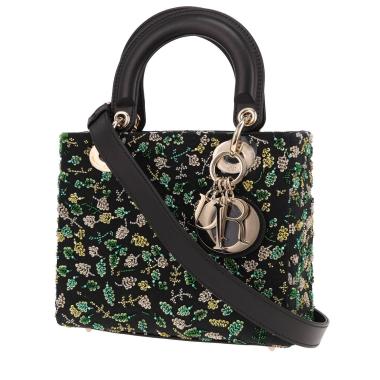 Borsa Dior Lady Dior in raso nero e pelle nera