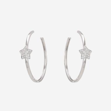 Paire de créoles Fred Lucifer en or blanc et diamants