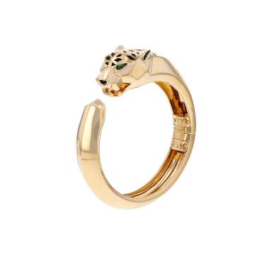 Pulsera con cierre Cartier Panthère de oro amarillo, tsavoritas y laca negra