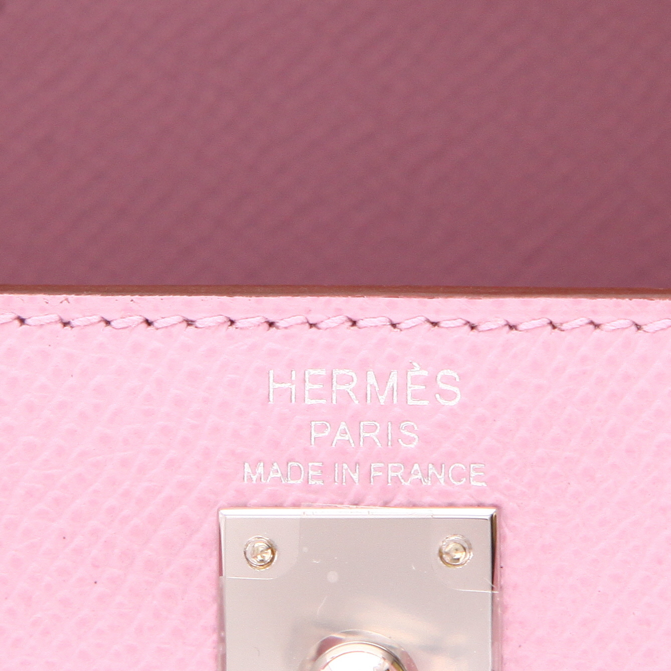 Borsa Hermès Kelly da 25 cm in pelle Epsom color Mauve Sylvestre - Detail D2
