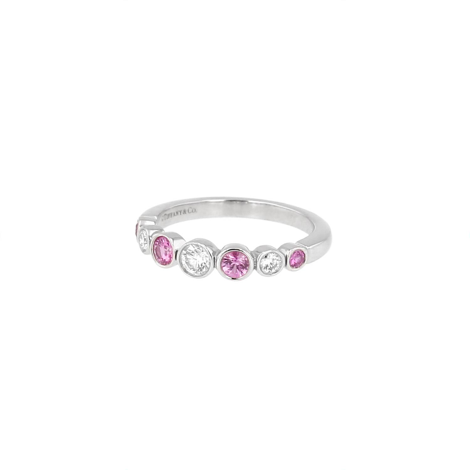 Bague jarretière Tiffany & Co Jazz en platine, diamants et saphirs