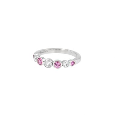 Anillo «Jazz» de Tiffany &amp; Co. en platino, con diamantes y zafiros rosas