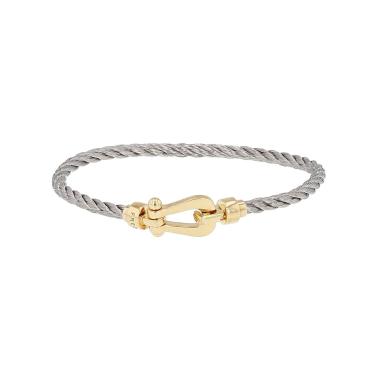 Bracciale Fred Force 10, modello medio, in oro giallo e acciaio