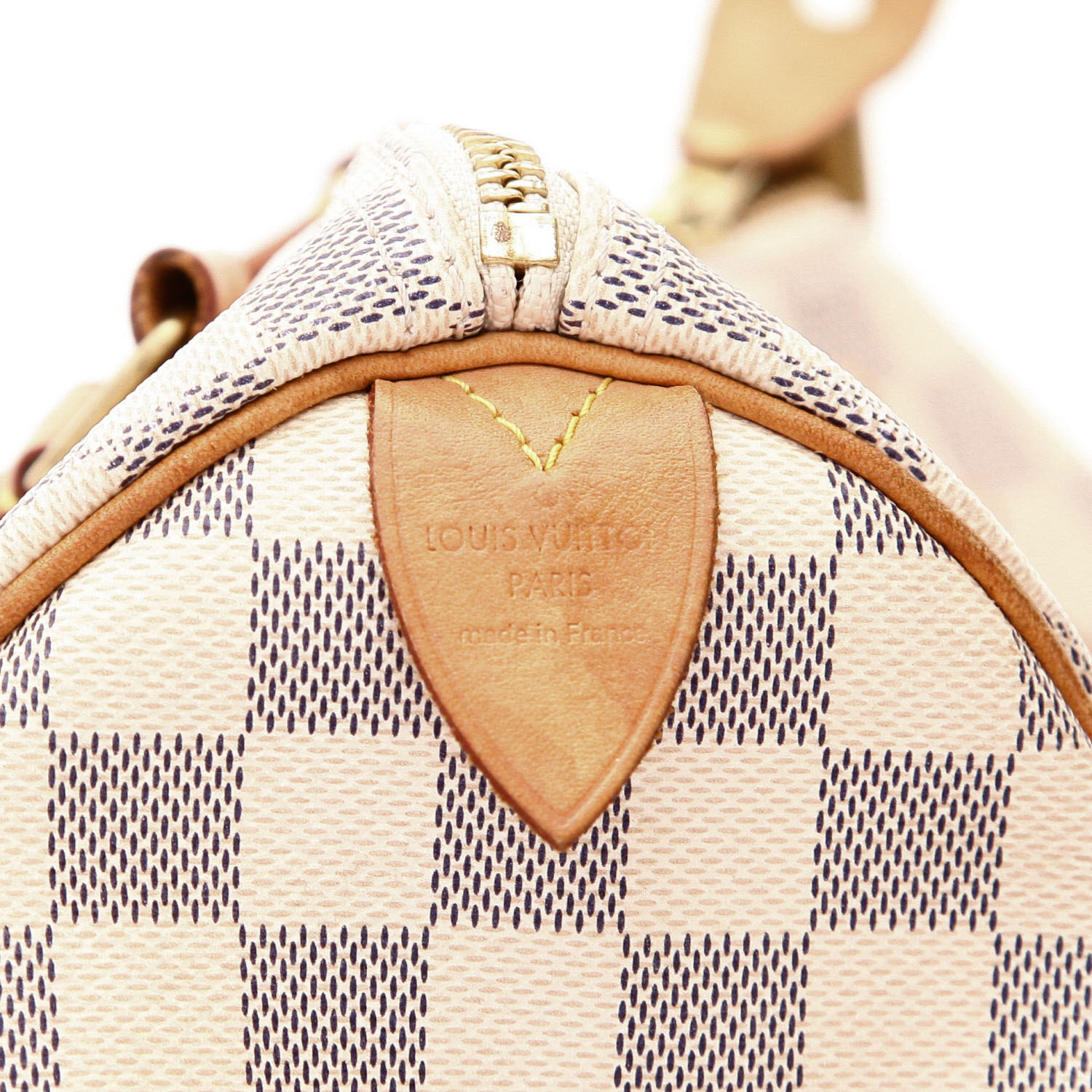 Sac à main Louis Vuitton  Speedy 25 en toile damier azur et cuir naturel - Detail D2