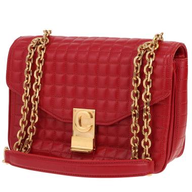 Sac à main Celine  C bag en cuir matelassé rouge