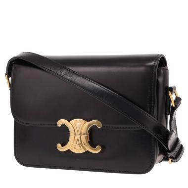 Celine Triomphe Teen shoulder bag in black leather