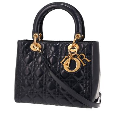 Dior Lady Dior handbag in dark blue patent leather