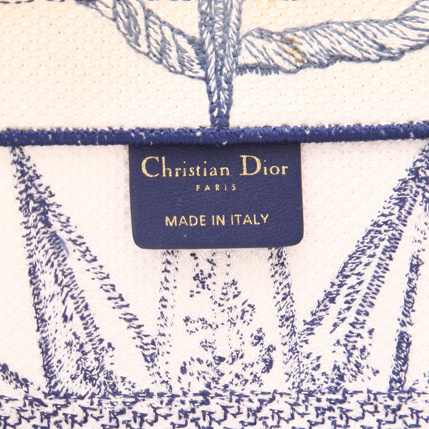 Sac cabas Dior  Book Tote moyen modèle  en toile bleue et blanche - Detail D2