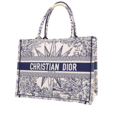 Borsa shopping Dior Book Tote, modello medio, in tela blu e bianca
