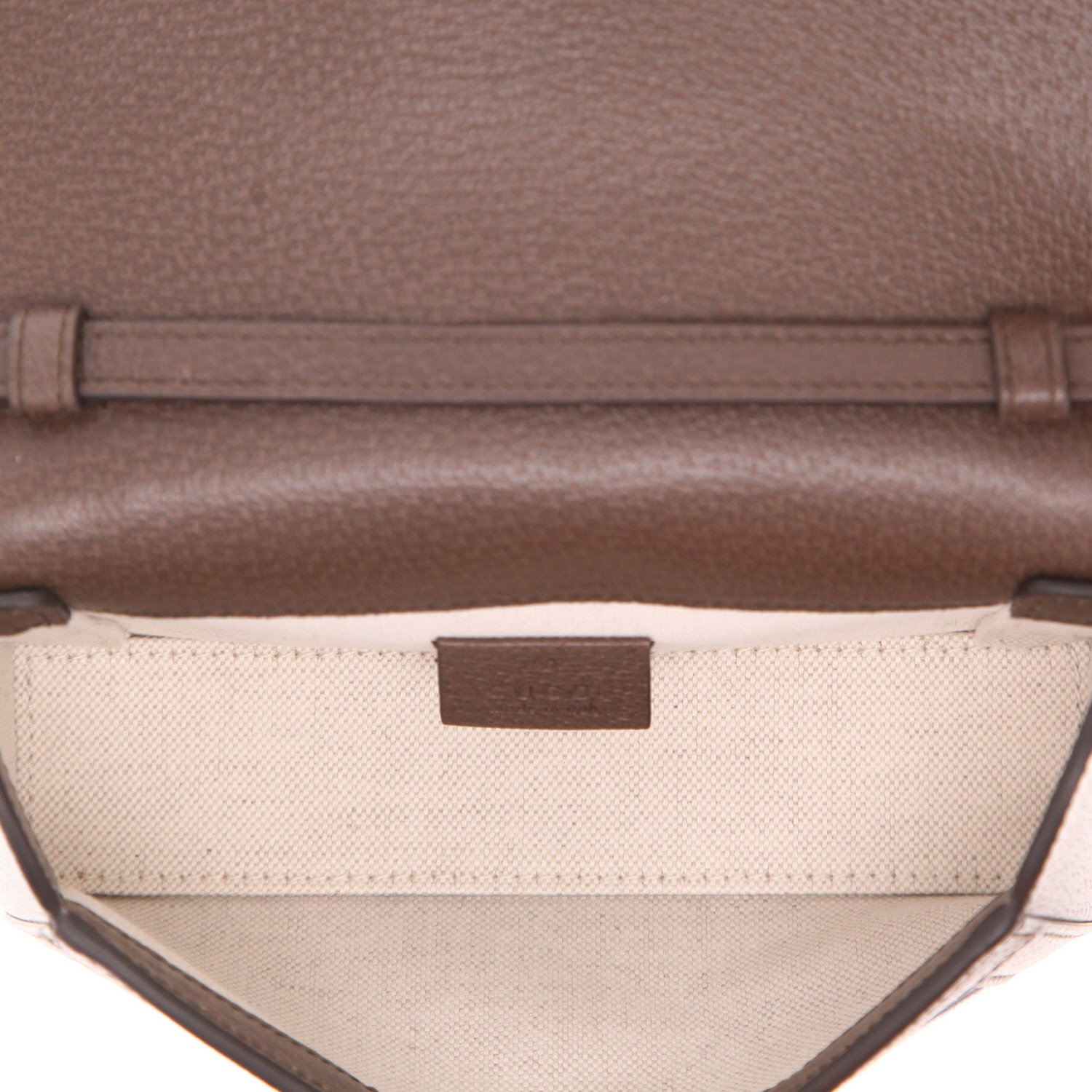 Bolso bandolera Gucci Web mini de piel marrón y lona bicolor - Detail D3