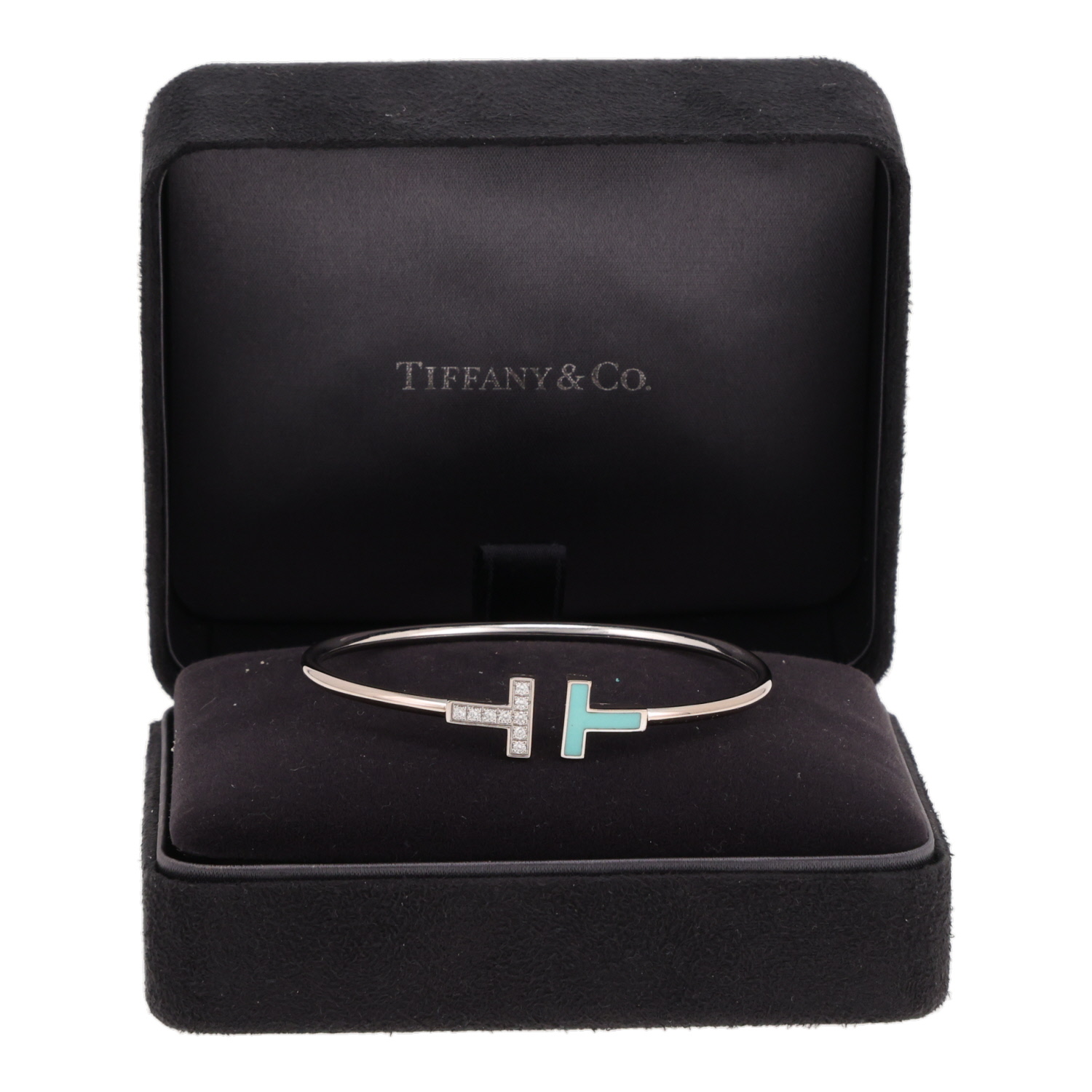 Bracelet Tiffany & Co Tiffany T Wire en or blanc, turquoise et diamants