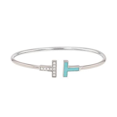 Tiffany & Co Tiffany T Wire bracelet in white gold, turquoise and diamonds