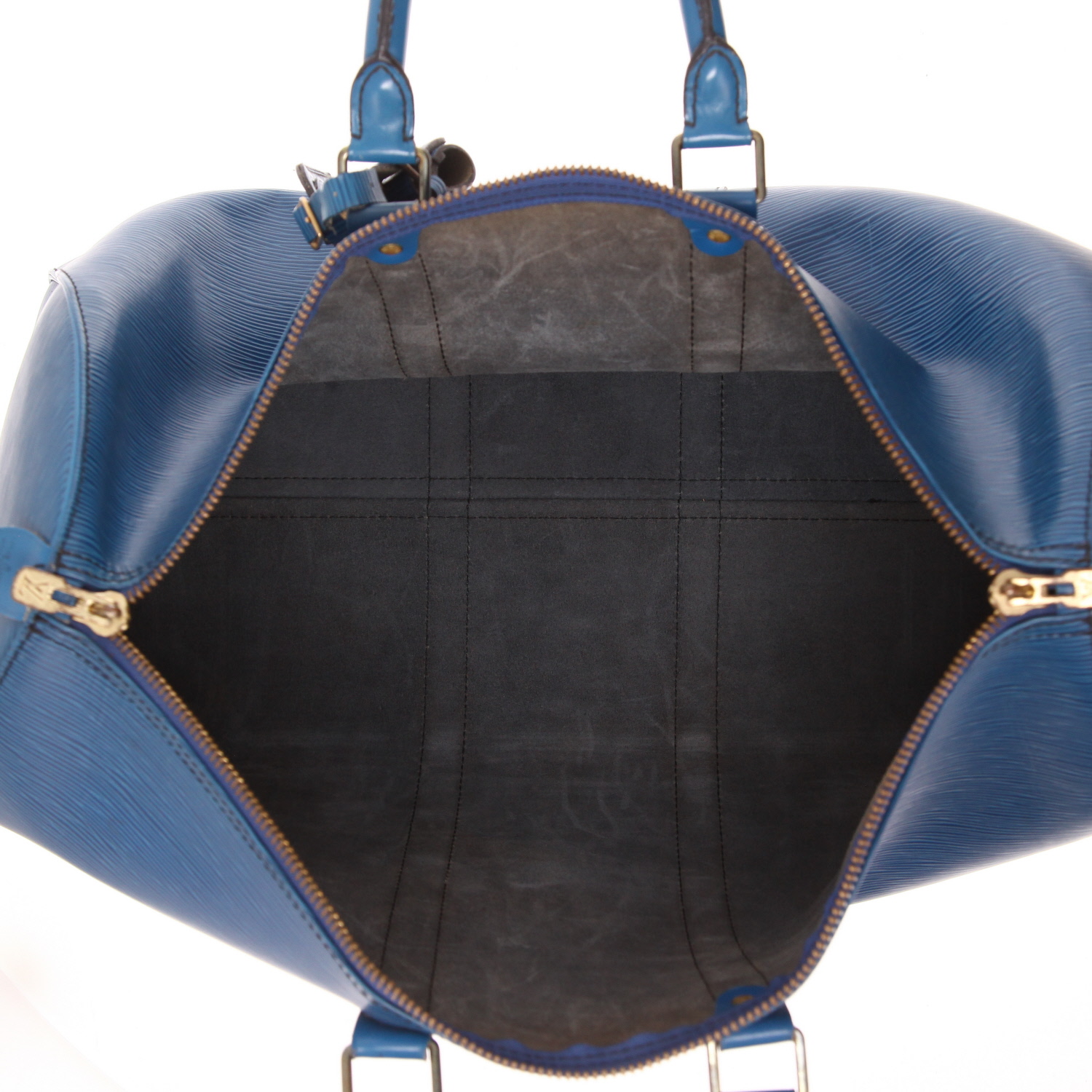 Borsa da viaggio Louis Vuitton Keepall 45 in pelle Épi blu - Detail D3