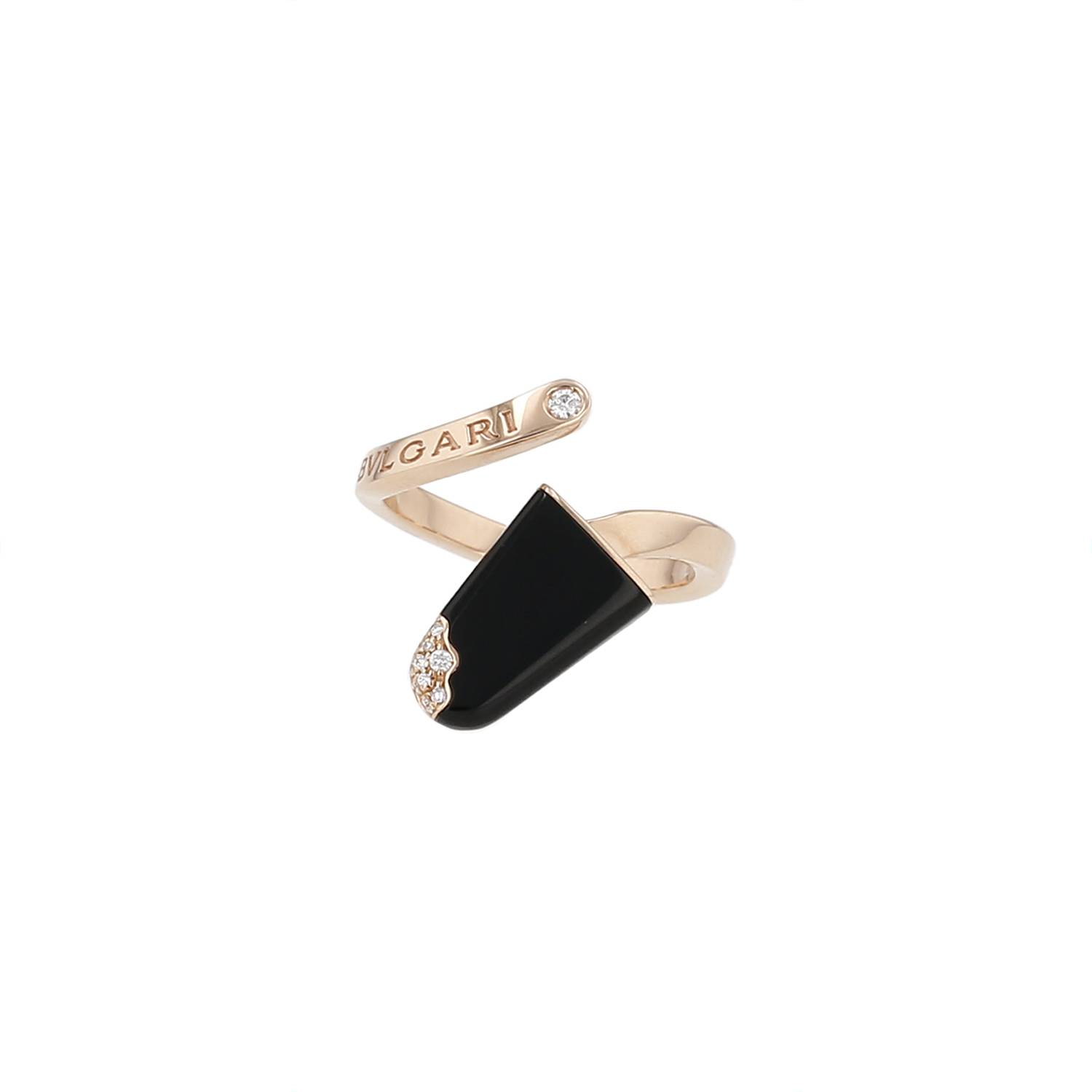Bague Bulgari Gelati or rose diamants onyx occasion Bague Bulgari Gelati or rose diamants onyx occasion