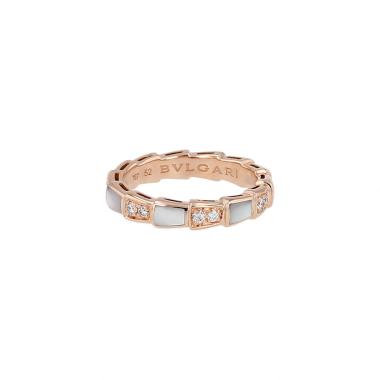 Bulgari Serpenti Viper ring in rose gold, mother-of-pearl and diamonds