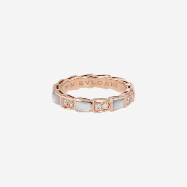 Bague Bulgari Serpenti Viper en or rose, nacre et diamants