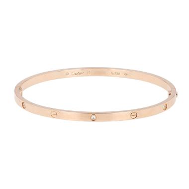 Bracelet Cartier Love 6 diamants petit modèle en or rose et diamants