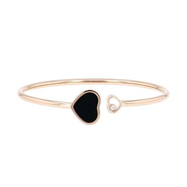 Bracelet Chopard Happy Hearts en or rose, onyx et diamant