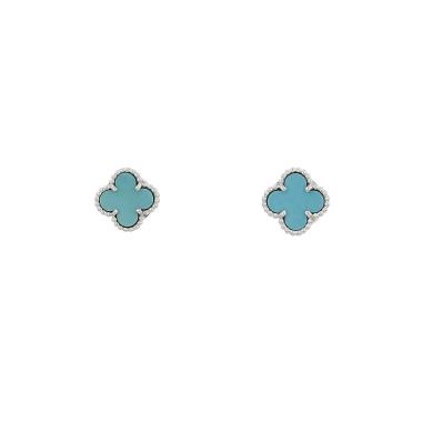 Par de pendientes Sweet Alhambra de Van Cleef & Arpels en oro blanco y turquesa