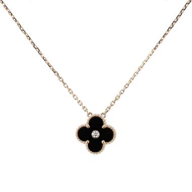 Pendentif Van Cleef & Arpels Alhambra Holiday en or rose, onyx et diamant