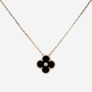 Pendentif Van Cleef & Arpels Alhambra Holiday en or rose, onyx et diamant