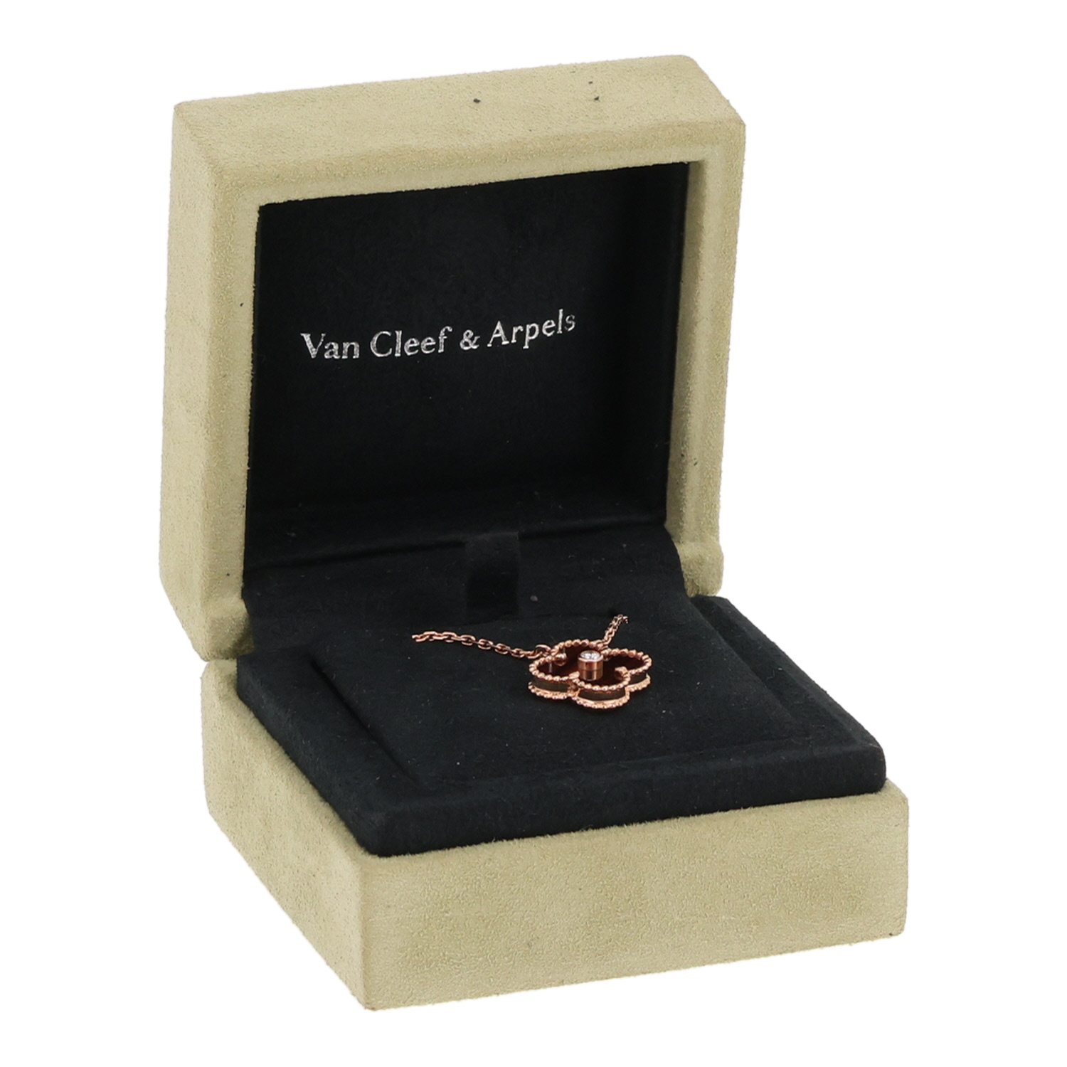 Collier Van Cleef & Arpels Holiday Alhambra (2017) en or rose, oeil de taureau et diamant - Detail D2