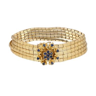 Bracelet époque années 1950 Vintage en or jaune et saphirs